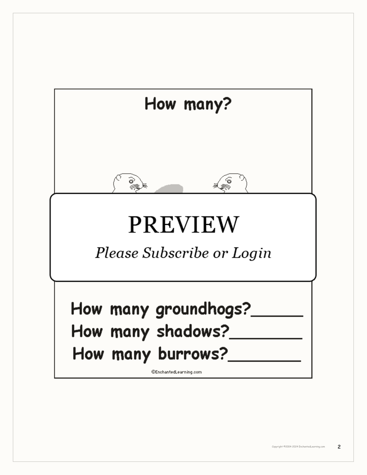 'Groundhog Day: How Many?' interactive worksheet page 2