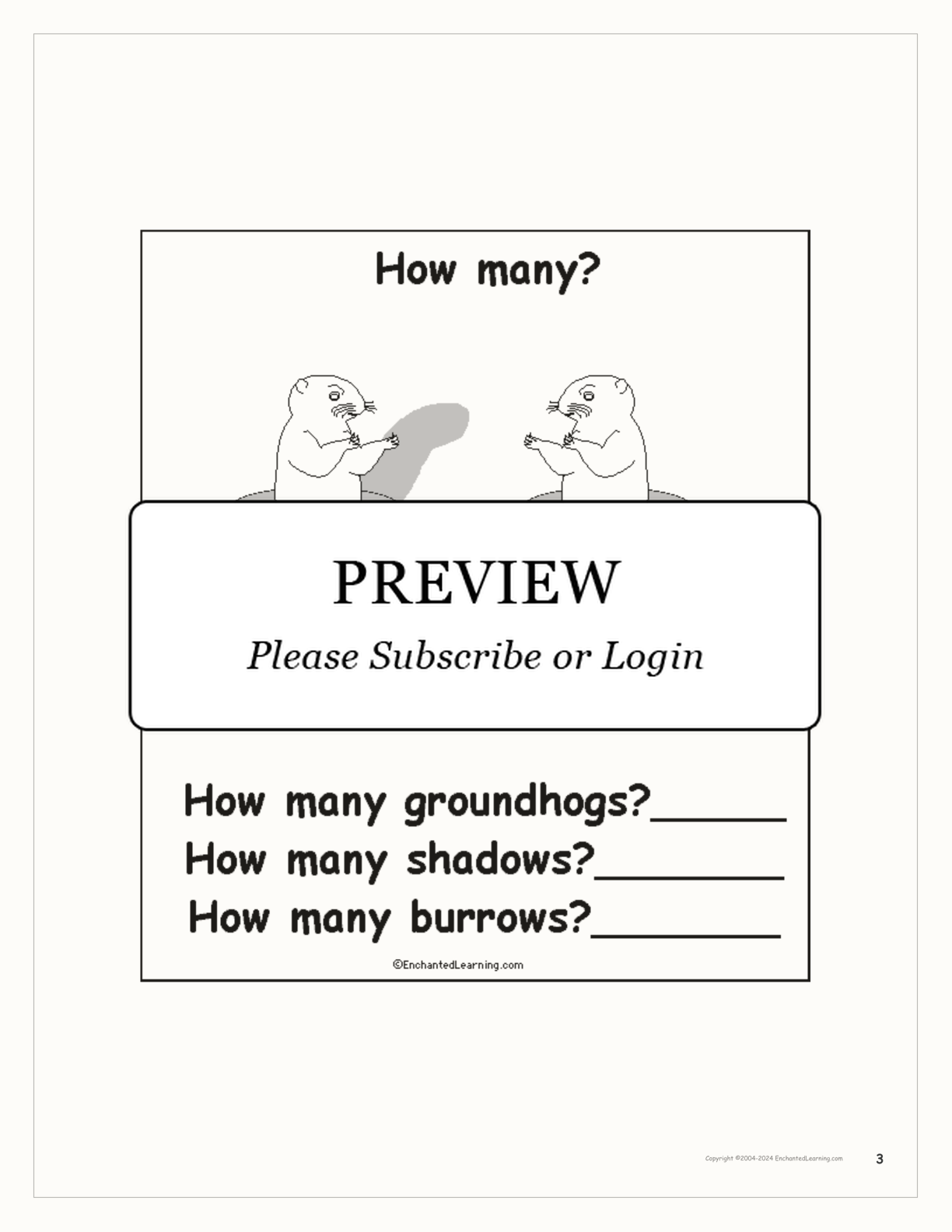 'Groundhog Day: How Many?' interactive worksheet page 3