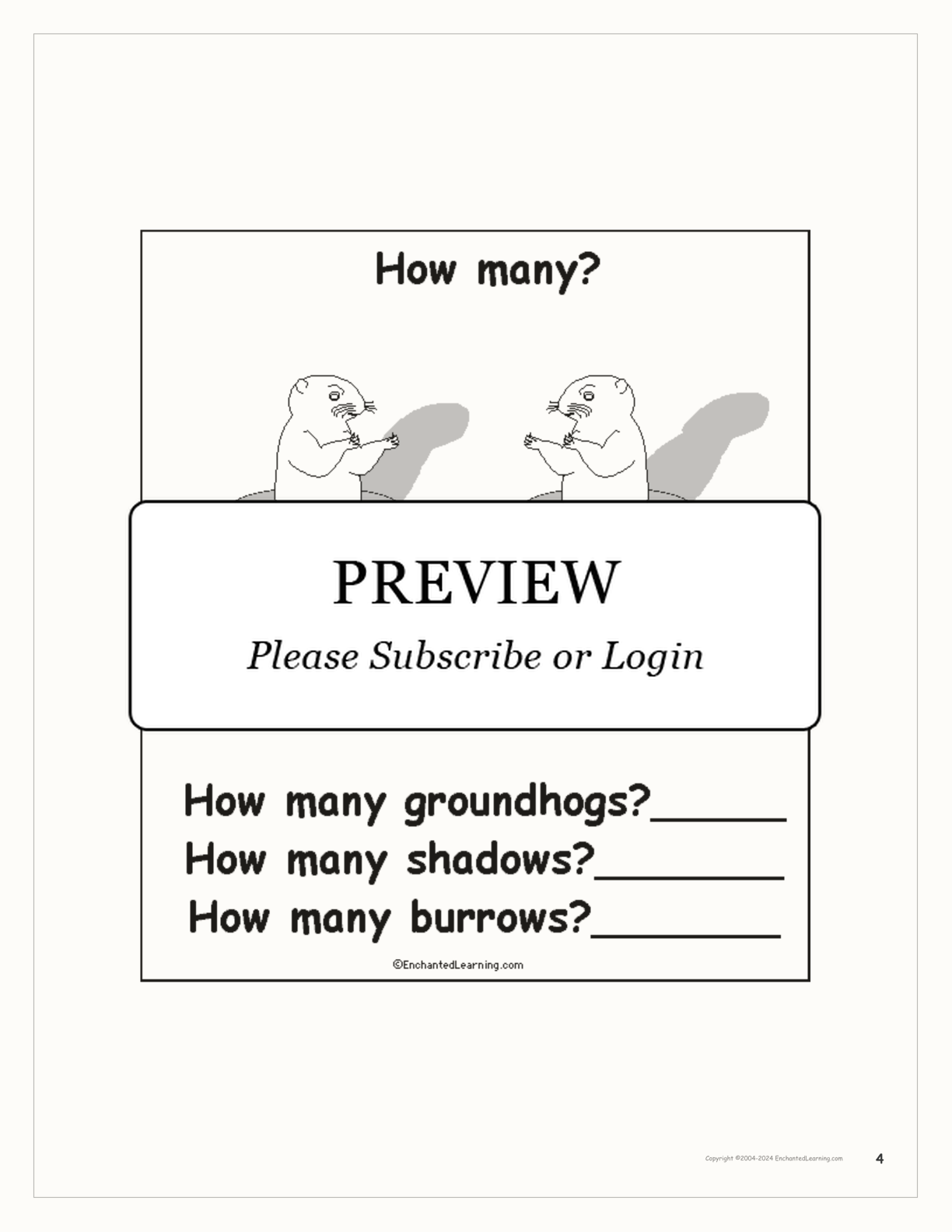 'Groundhog Day: How Many?' interactive worksheet page 4