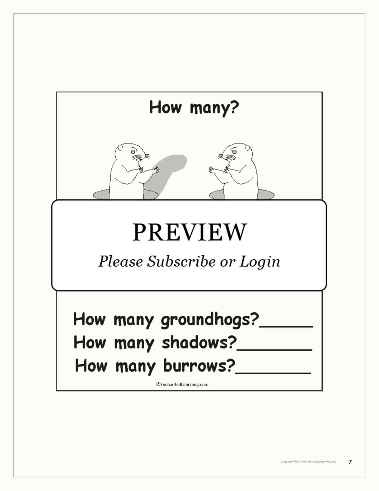 'Groundhog Day: How Many?' interactive worksheet page 7