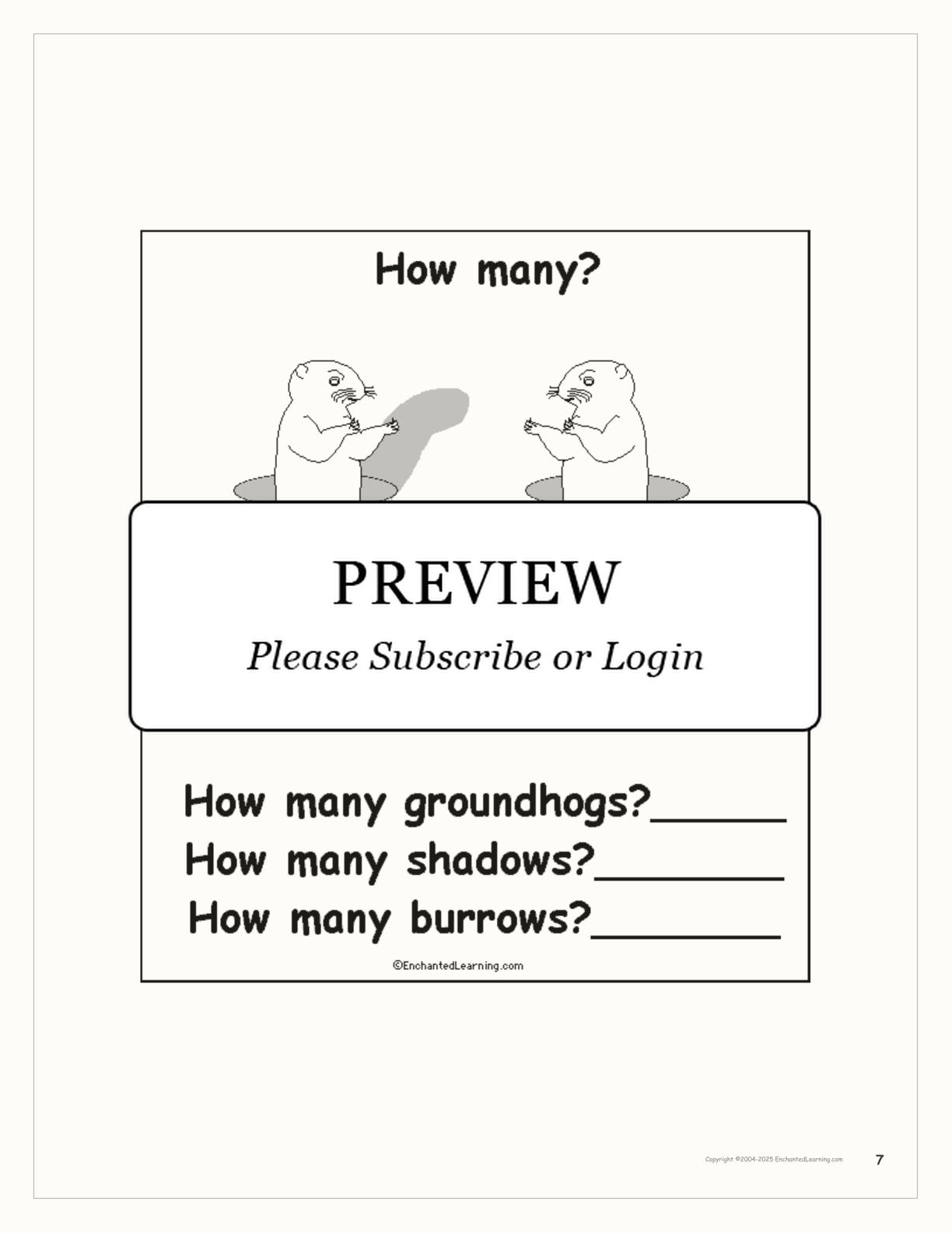 'Groundhog Day: How Many?' interactive worksheet page 7