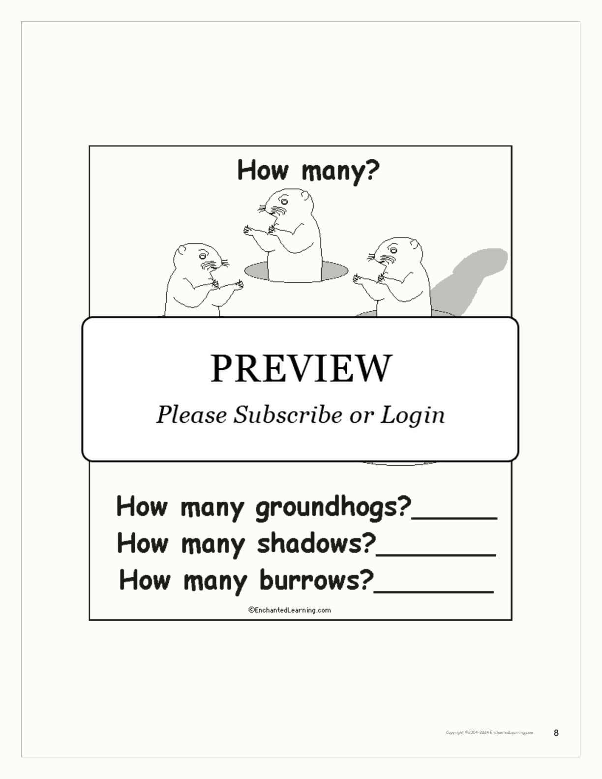 'Groundhog Day: How Many?' interactive worksheet page 8
