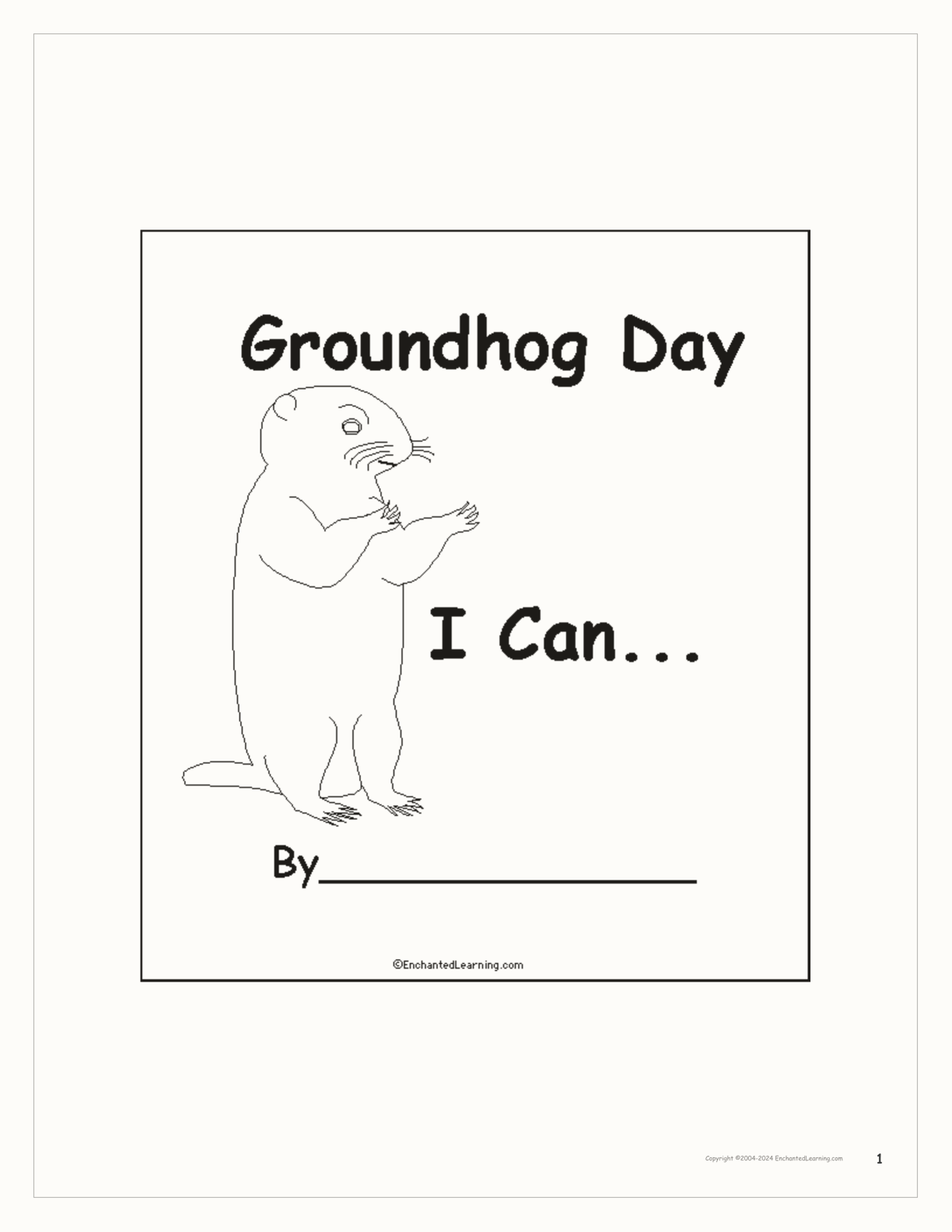 Groundhog Day 'I Can' Book interactive worksheet page 1