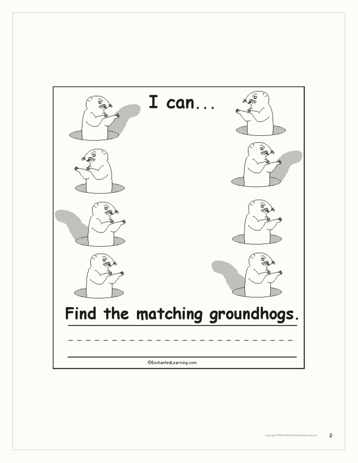 Groundhog Day 'I Can' Book interactive worksheet page 2
