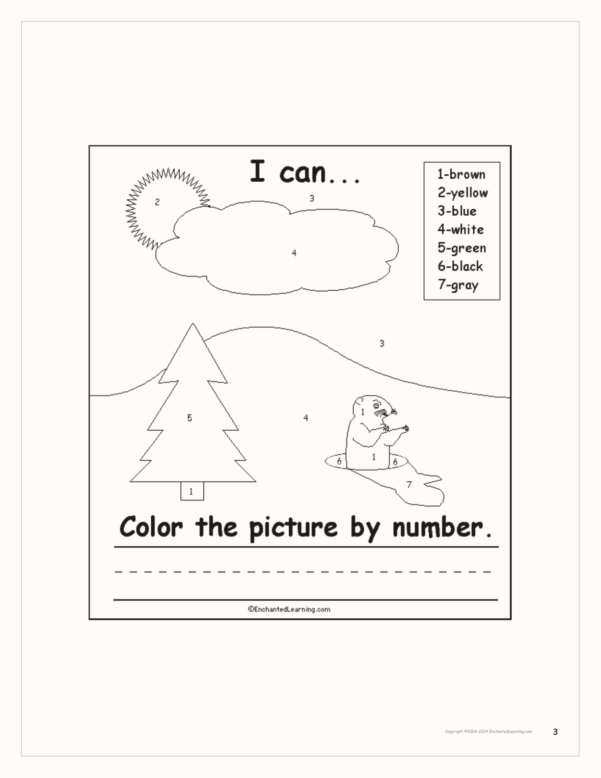 Groundhog Day 'I Can' Book interactive worksheet page 3
