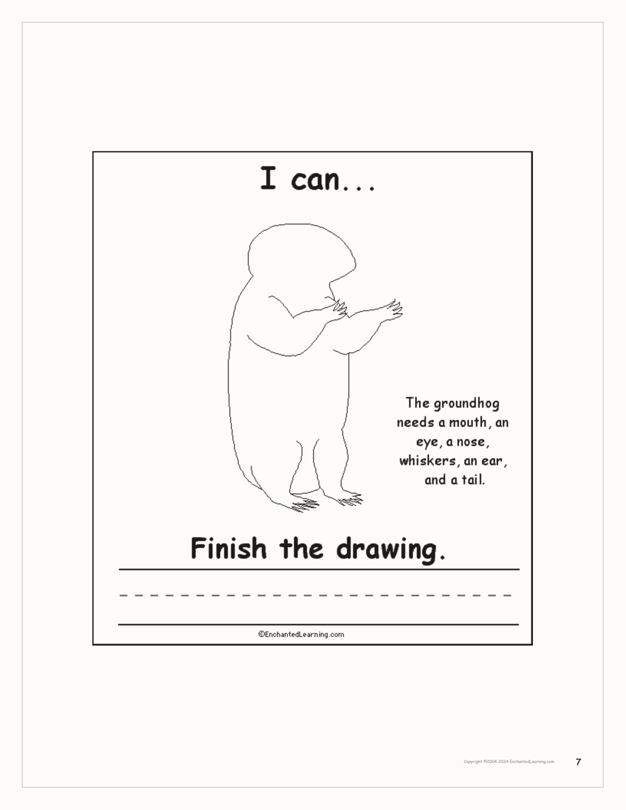 Groundhog Day 'I Can' Book interactive worksheet page 7