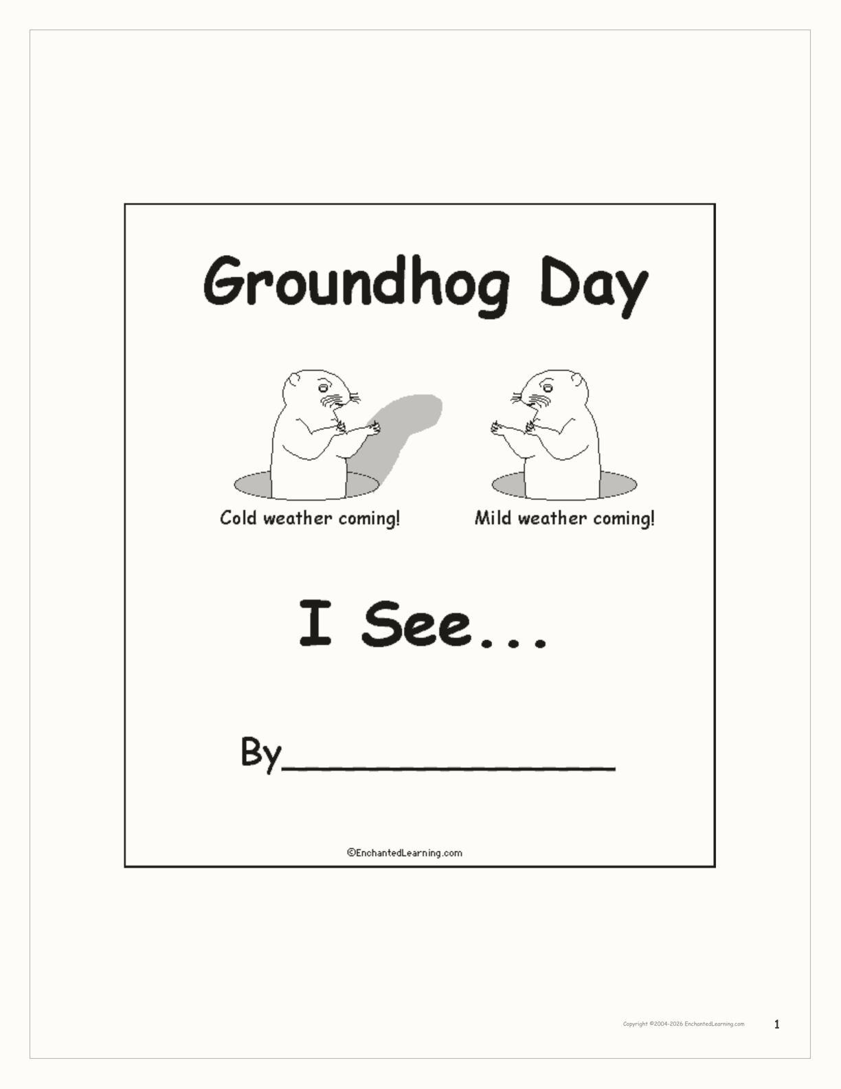Groundhog Day I See Printable Book Enchanted Learning