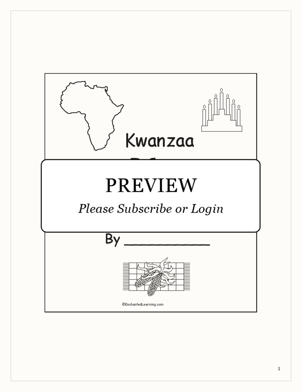 Kwanzaa Activity — Early Reader Book interactive printout page 1