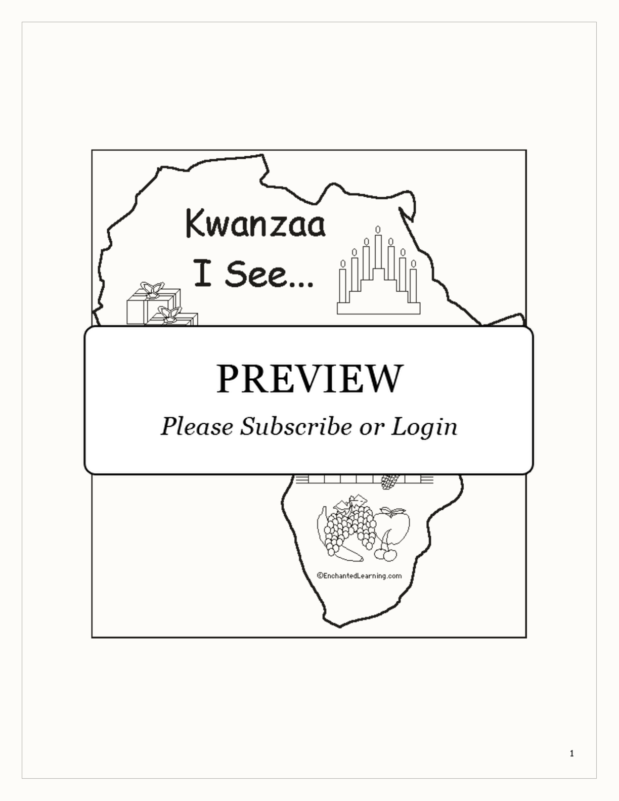 Kwanzaa I See – Early Reader Book interactive printout page 1