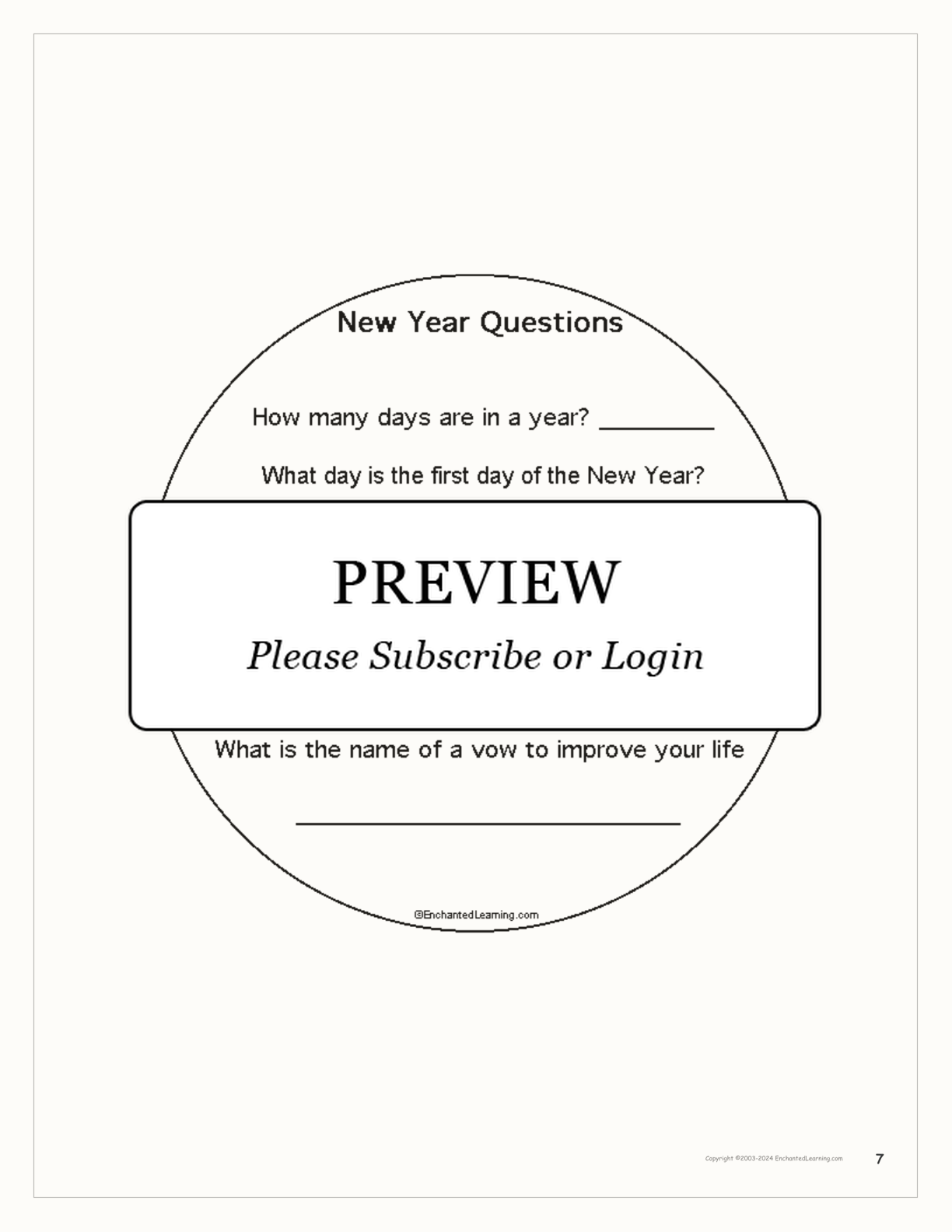 New Year Activity Book interactive printout page 7