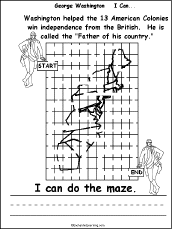 Search result: 'George Washington, I Can..., A Printable Book: Maze Page'
