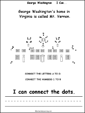 Search result: 'George Washington, I Can..., A Printable Book: Connect the Dots Page'