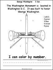Search result: 'George Washington, I Can..., A Printable Book: Color by Number Page'
