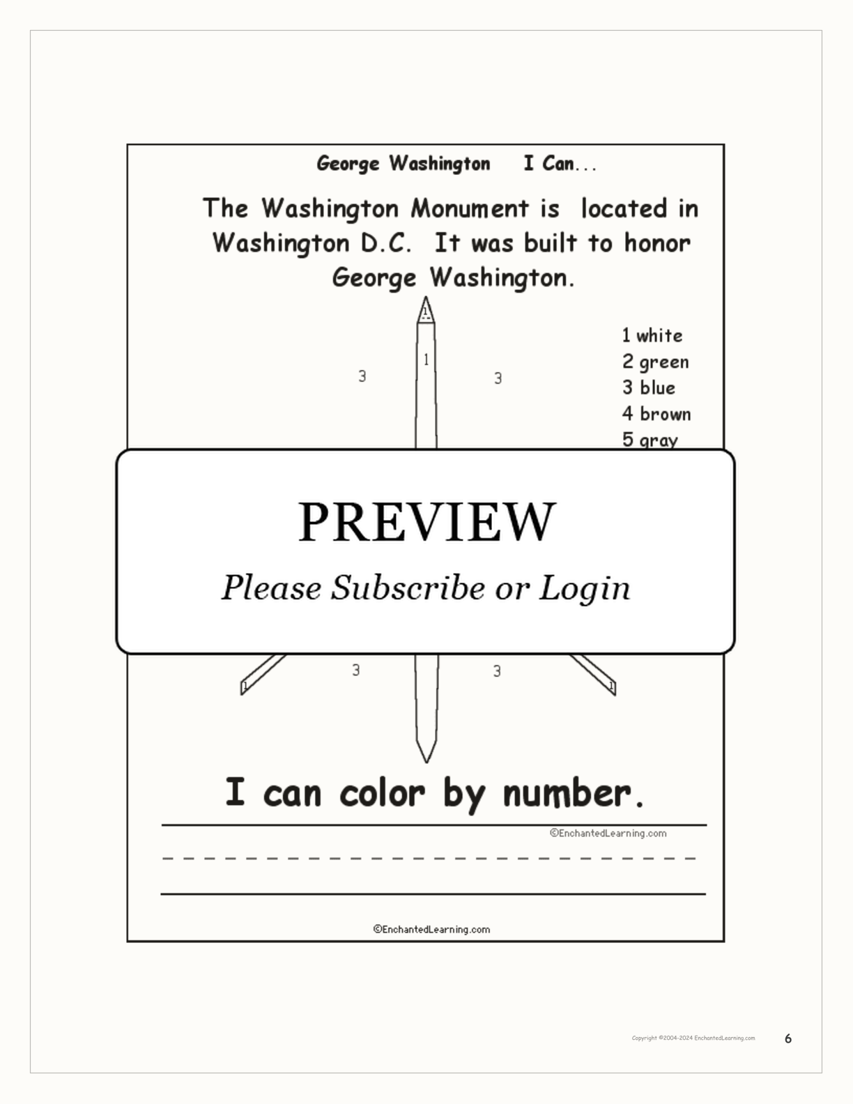 George Washington, I Can... interactive worksheet page 6