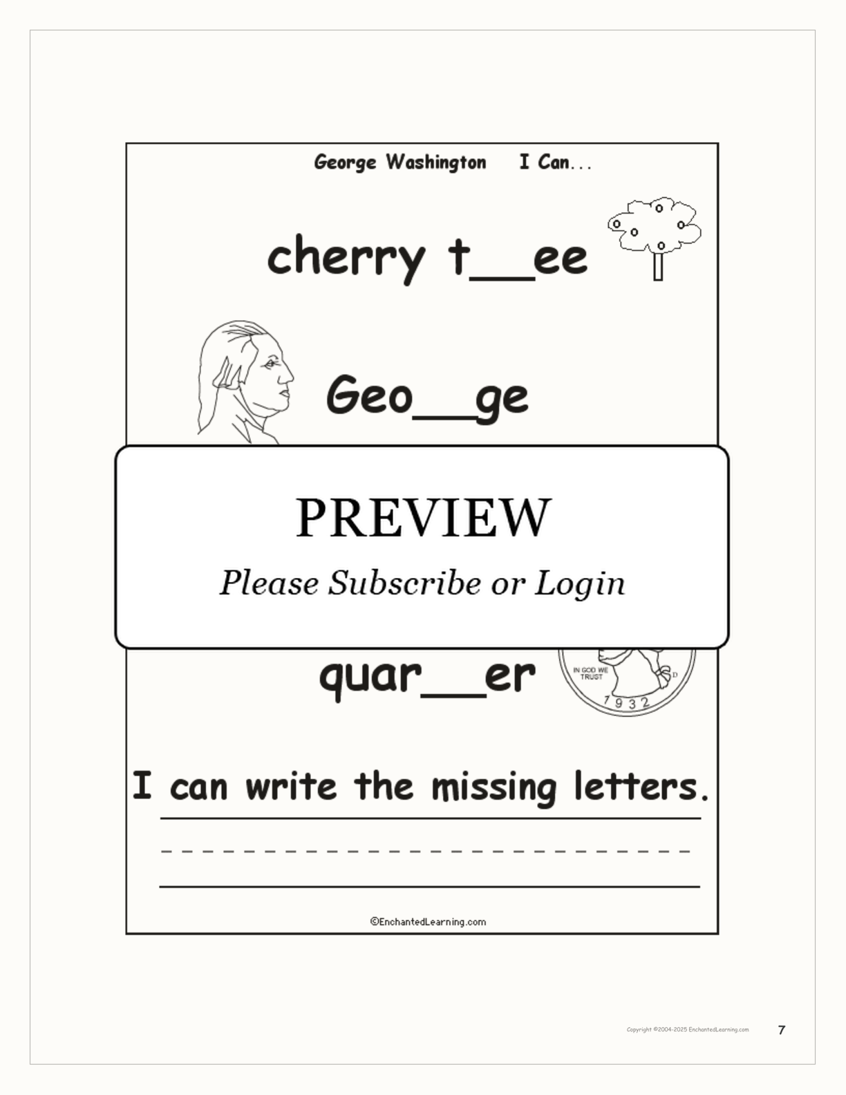 George Washington, I Can... interactive worksheet page 7