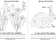 Search result: 'Spring Activity Book, A Printable Book: Color by Number, Maze'