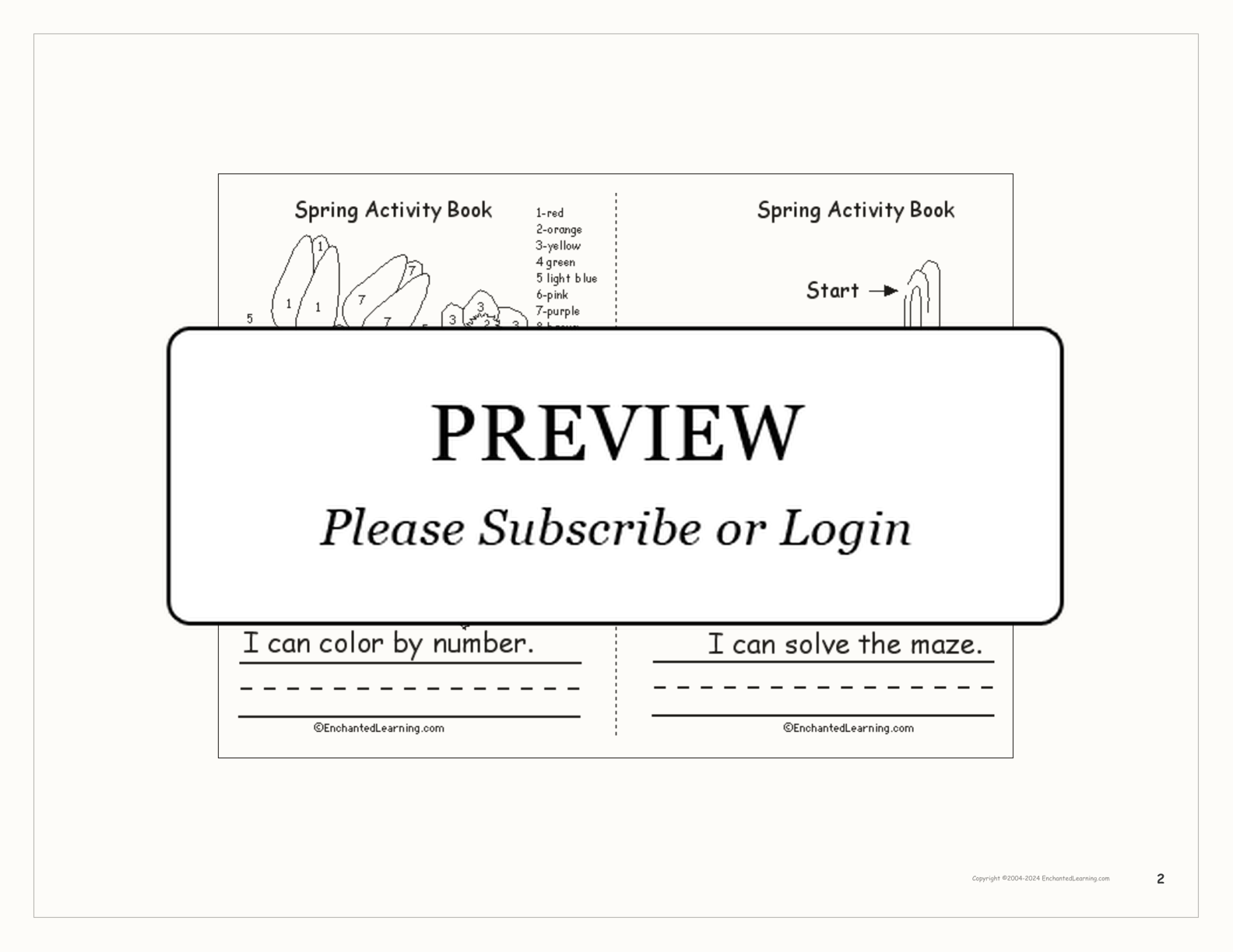 Spring Activity Book interactive worksheet page 2