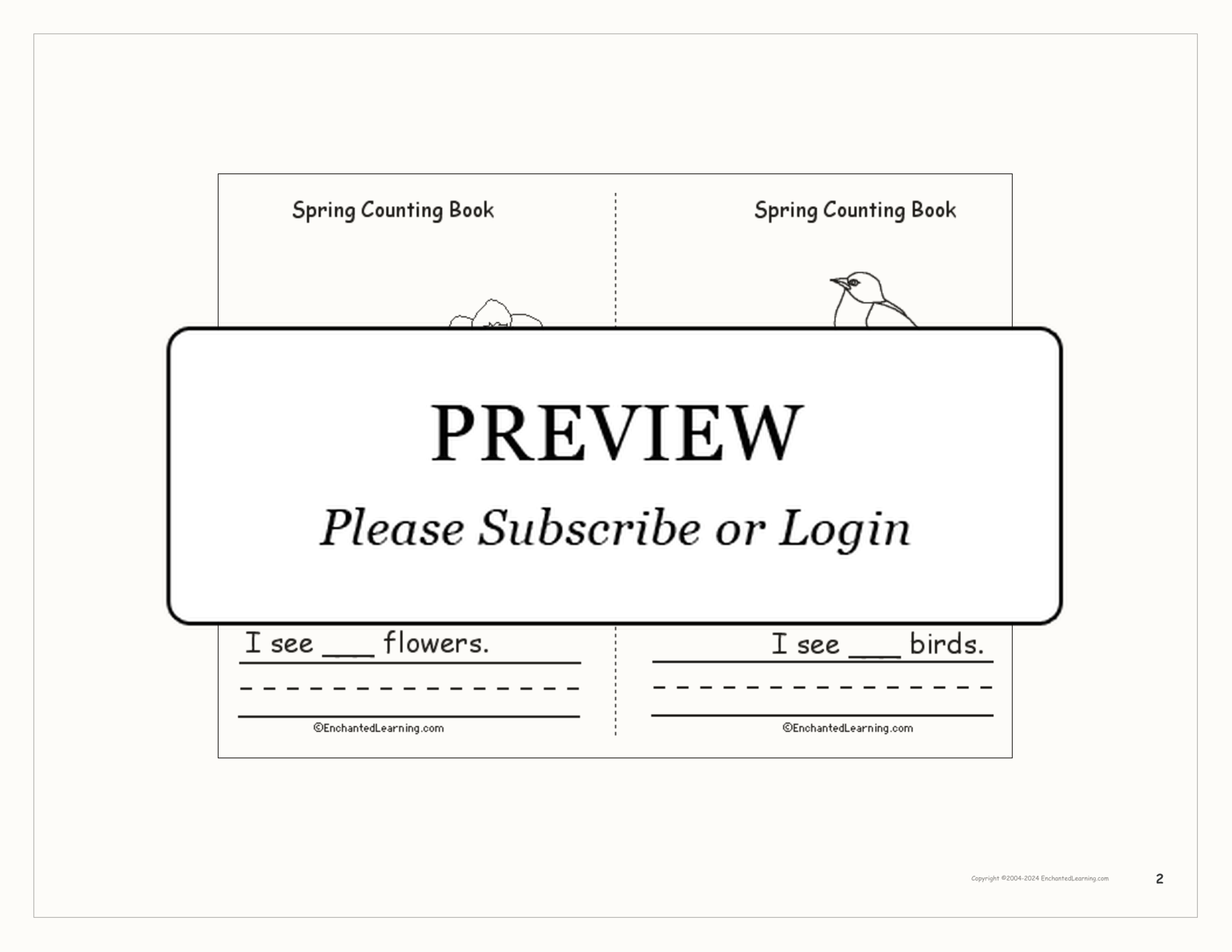 Spring Counting Book interactive worksheet page 2