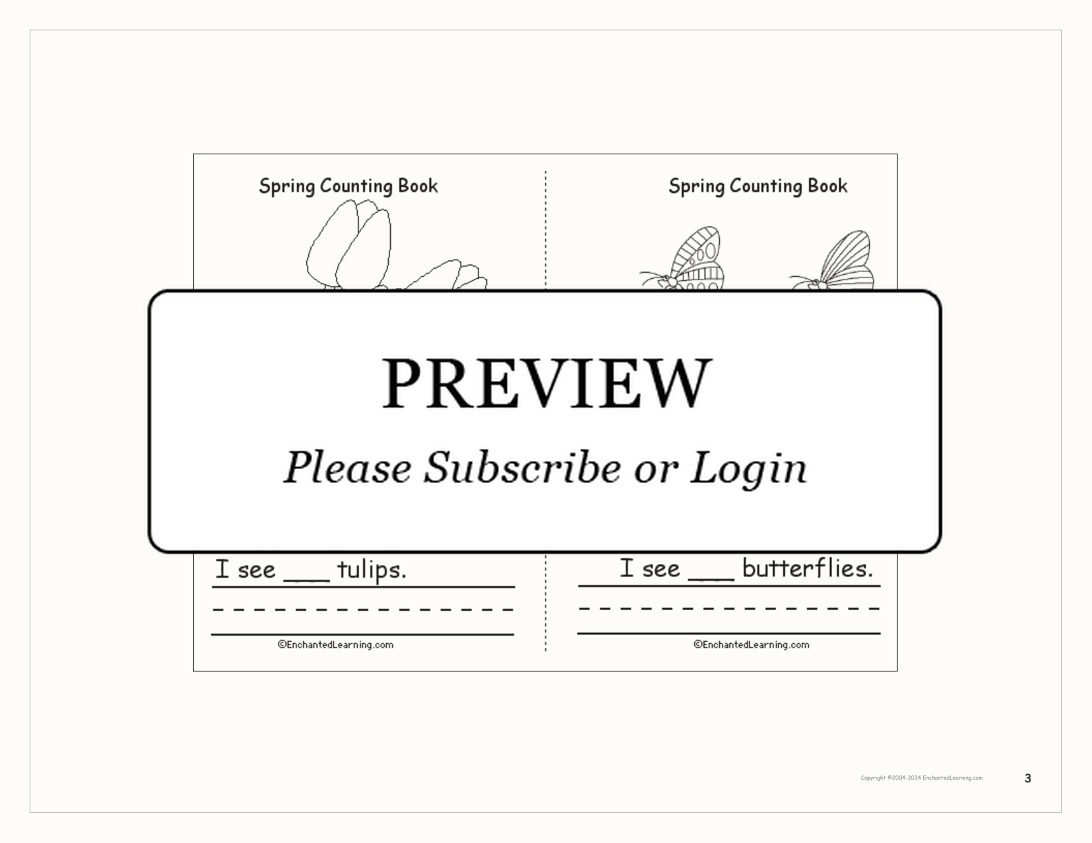 Spring Counting Book interactive worksheet page 3