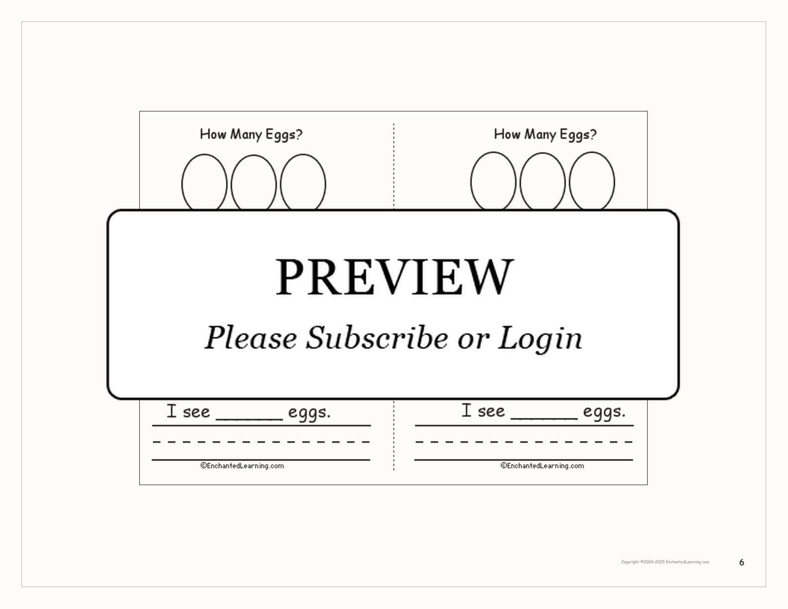 'How Many Eggs?' Book interactive printout page 6