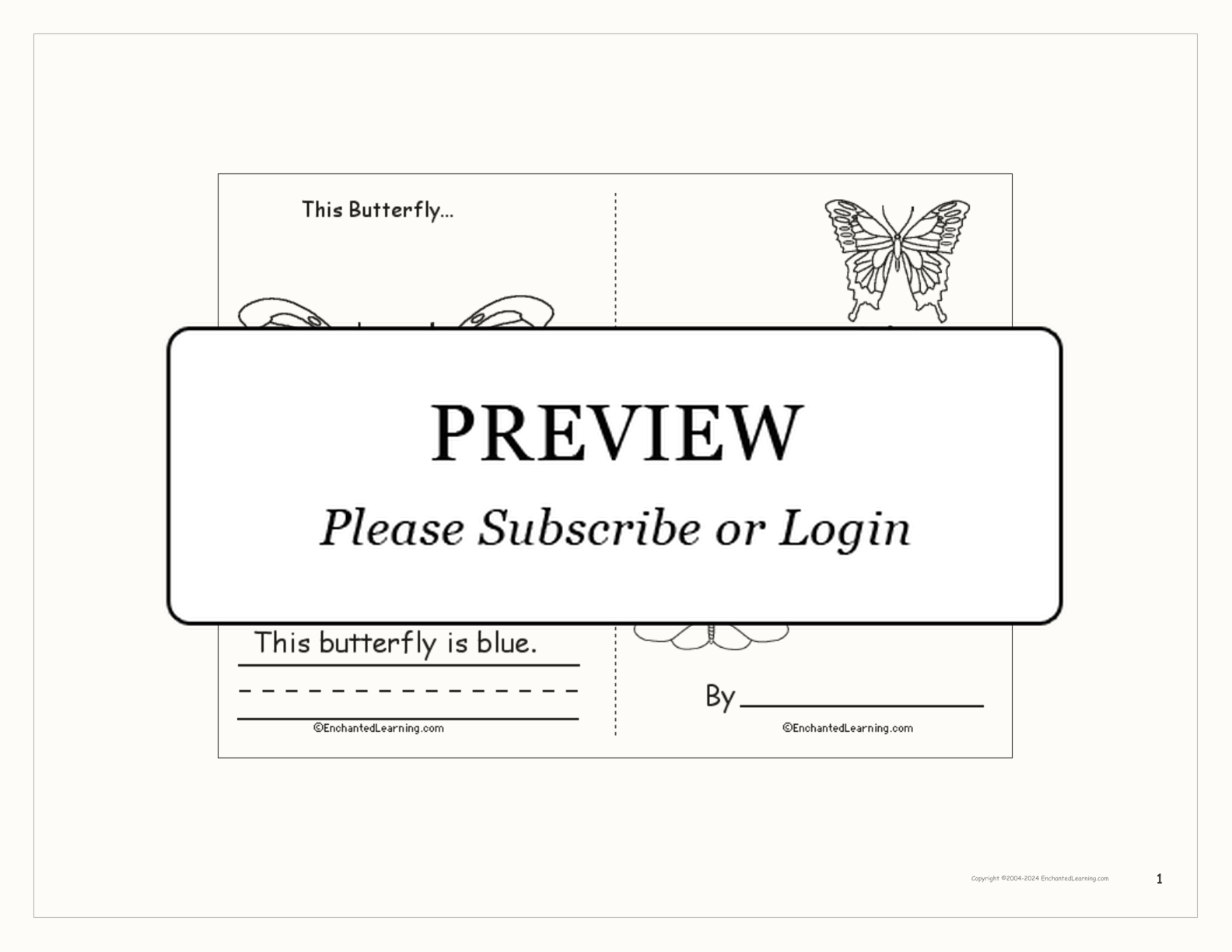 This Butterfly... Printable Book interactive printout page 1