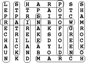 Word search answer key