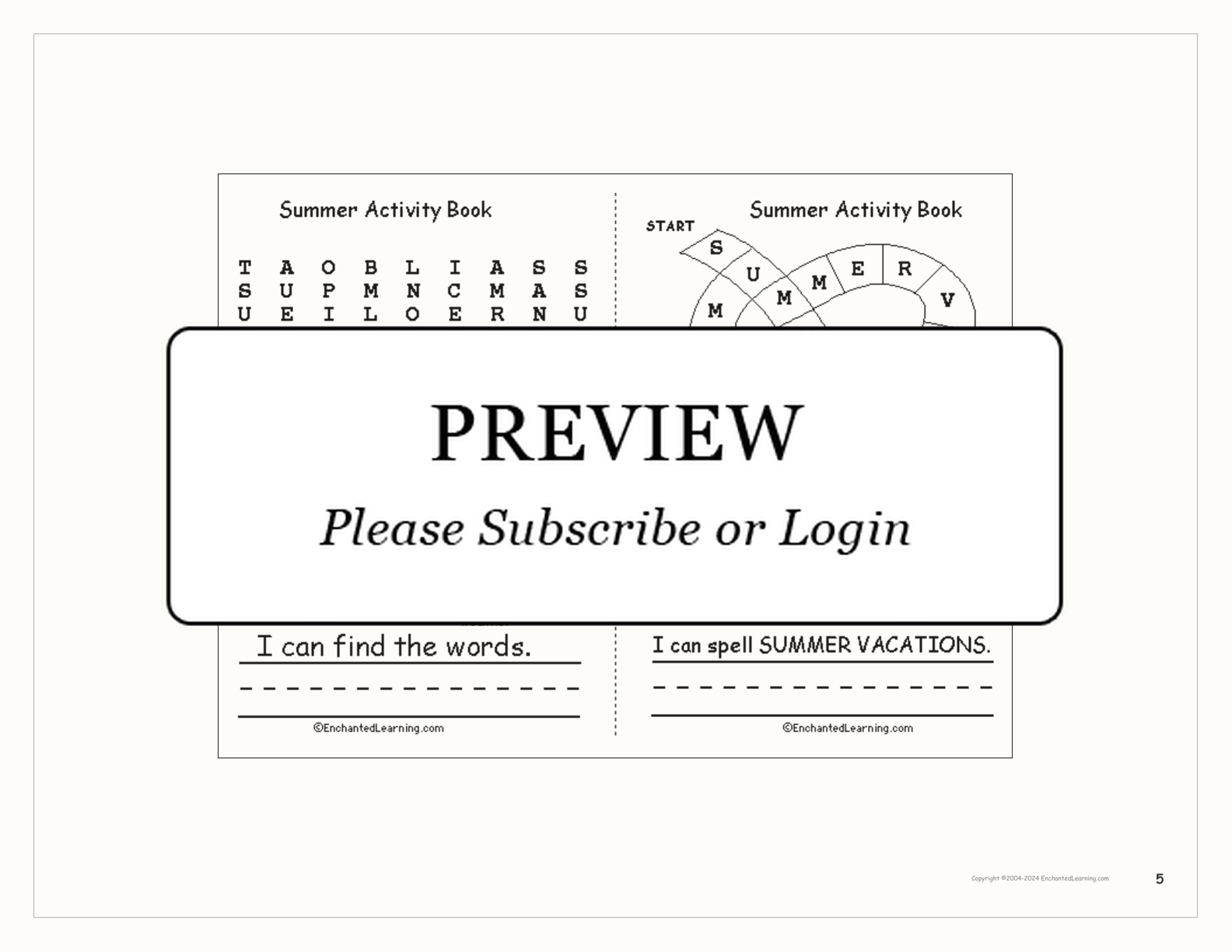 Summer Activity Book interactive worksheet page 5