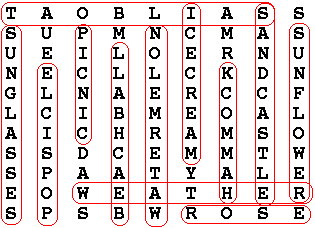Wordsearch answers
