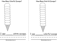 Search result: 'How Many Colorful Scoops? Book, A Printable Book: 10 White Scoops, 11 Colorful Scoops'