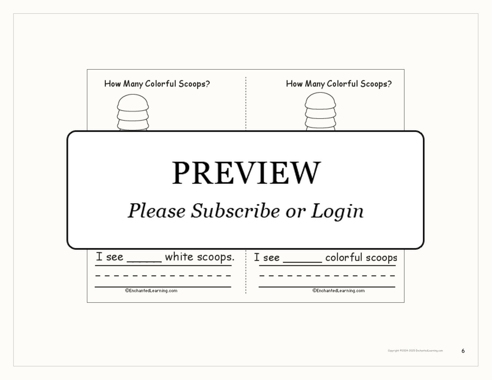 How Many Colorful Scoops? Book interactive worksheet page 6