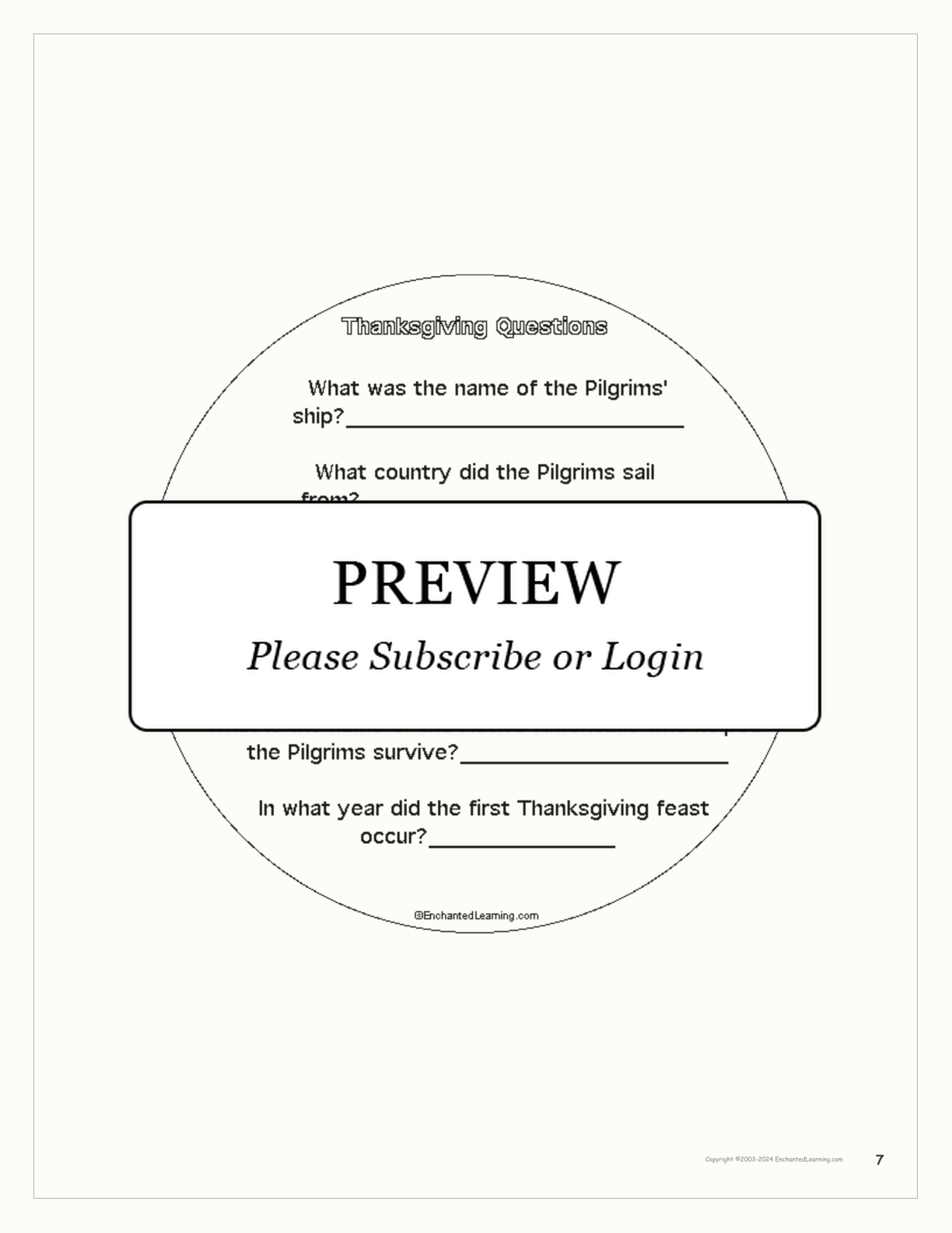 Thanksgiving Shape Book Printout interactive printout page 7
