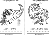 Search result: 'Thanksgiving Activity Book, A Printable Book: Color by Number, Maze'