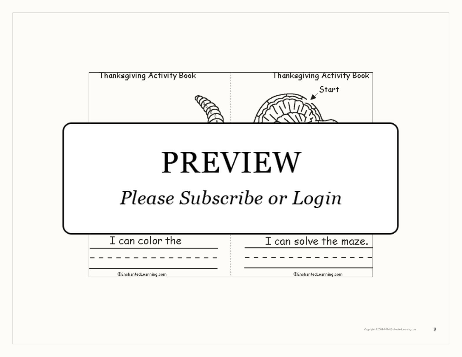 Thanksgiving Activity Book interactive worksheet page 2