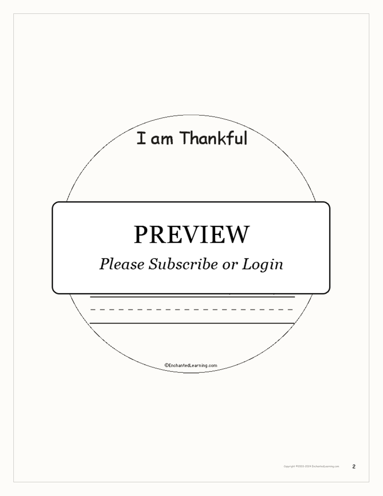 Thanksgiving 'I Am Thankful For...' Book Printout interactive printout page 2