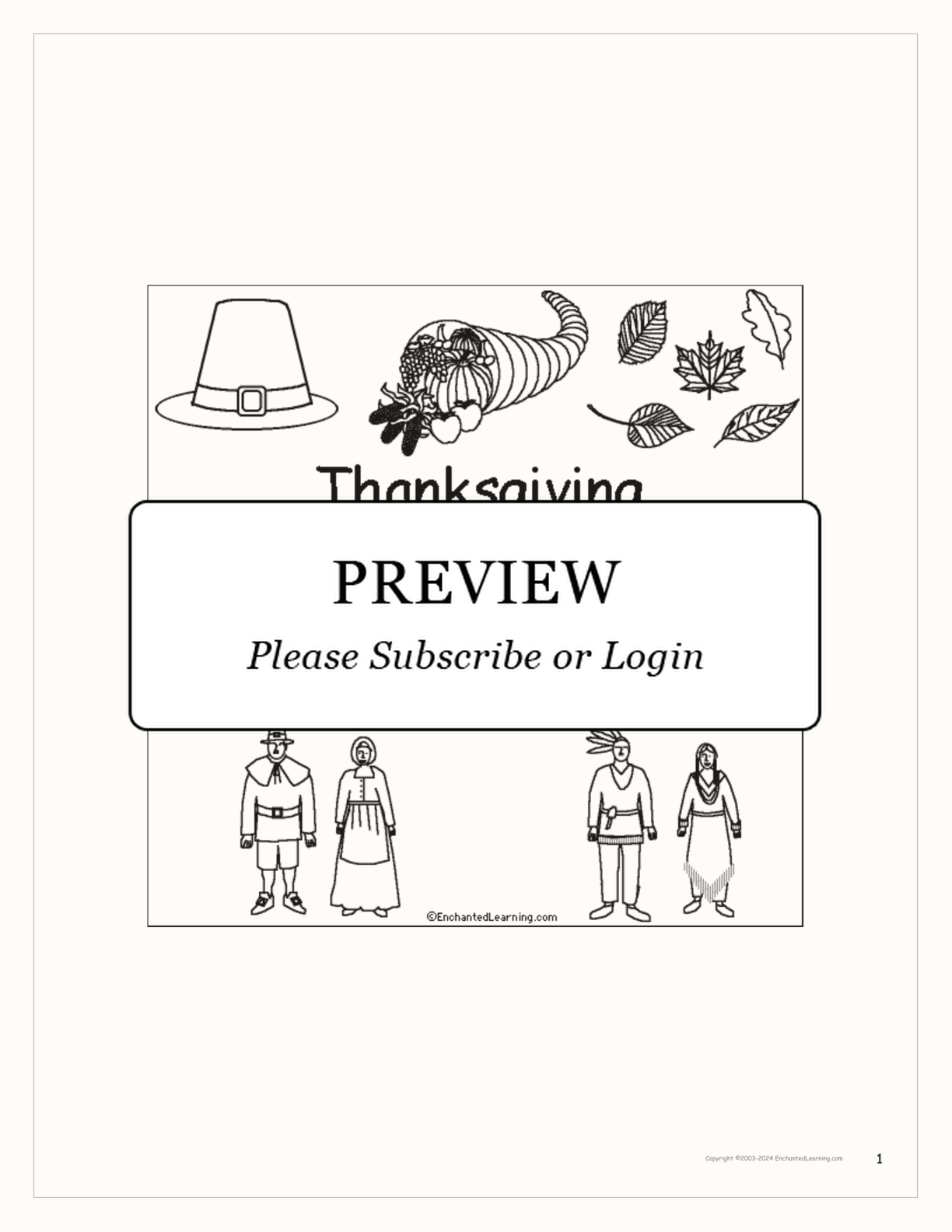 Thanksgiving I Can... A Book for Early Readers interactive worksheet page 1
