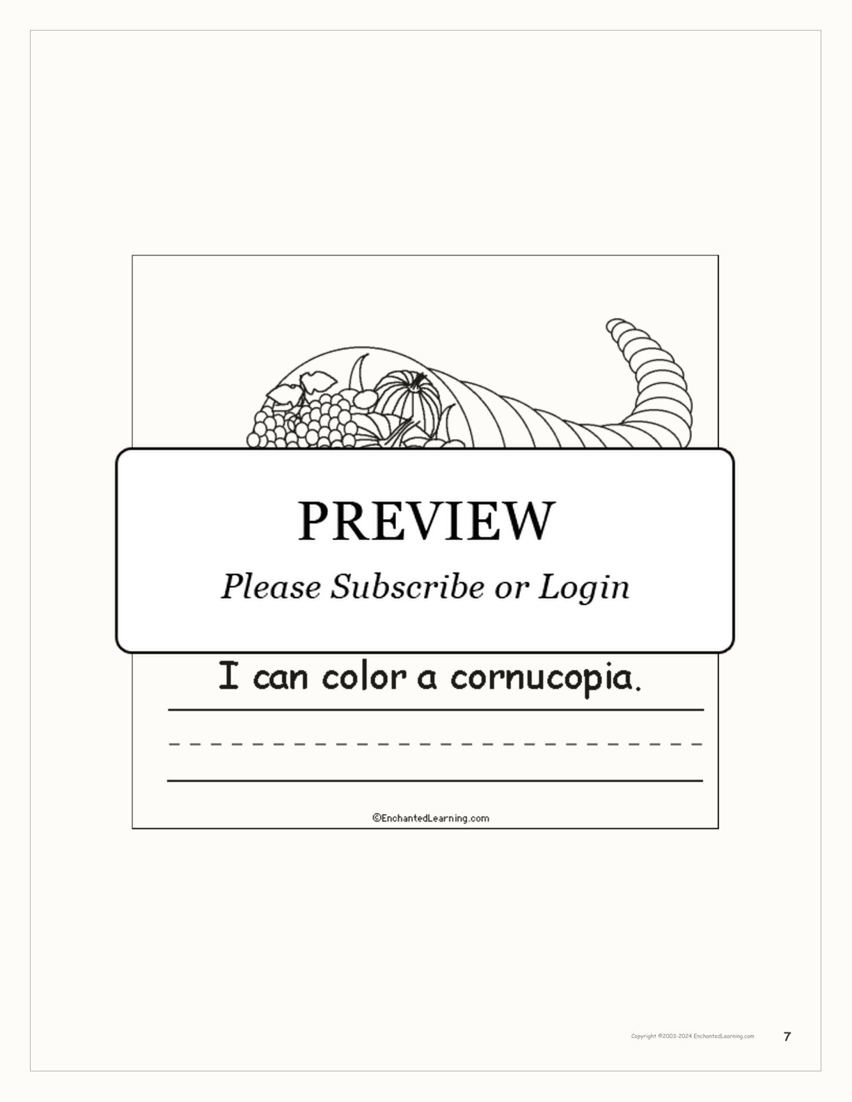 Thanksgiving I Can... A Book for Early Readers interactive worksheet page 7