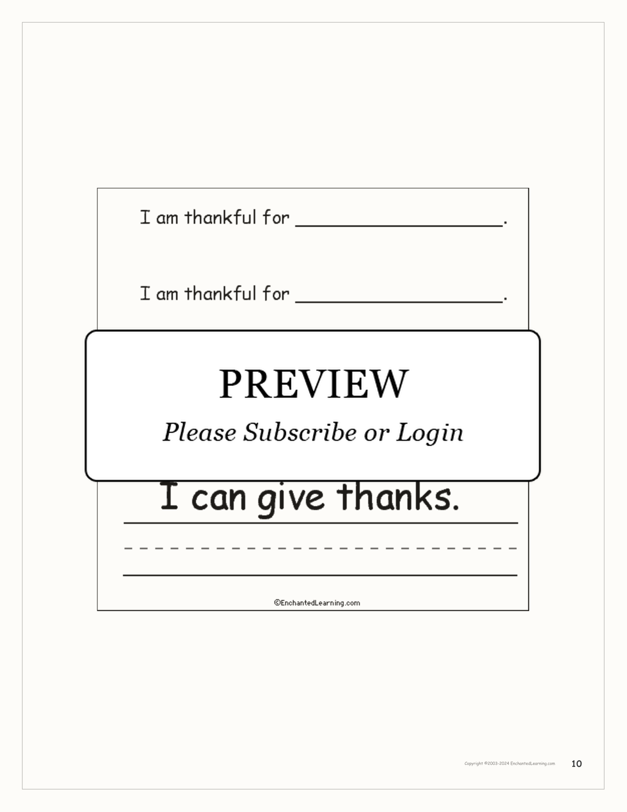 Thanksgiving I Can... A Book for Early Readers interactive worksheet page 10