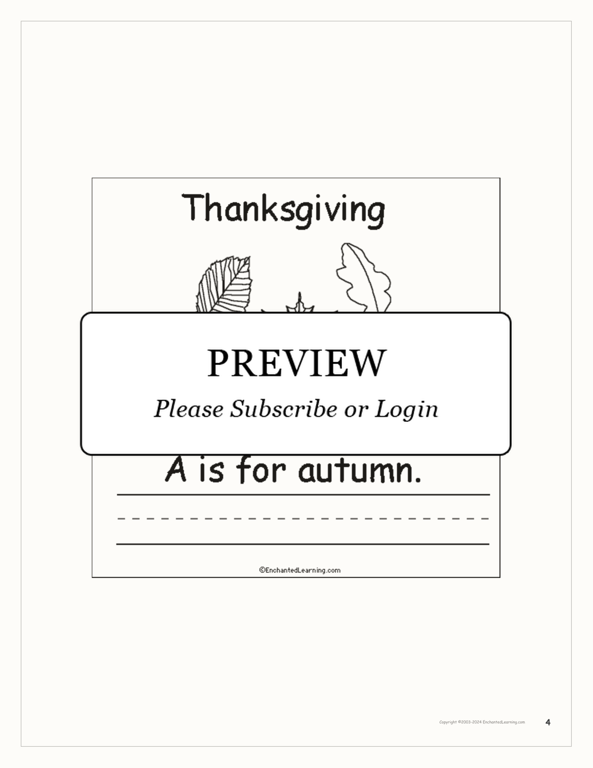 'Thanksgiving is for...' Book for Early Readers interactive printout page 4