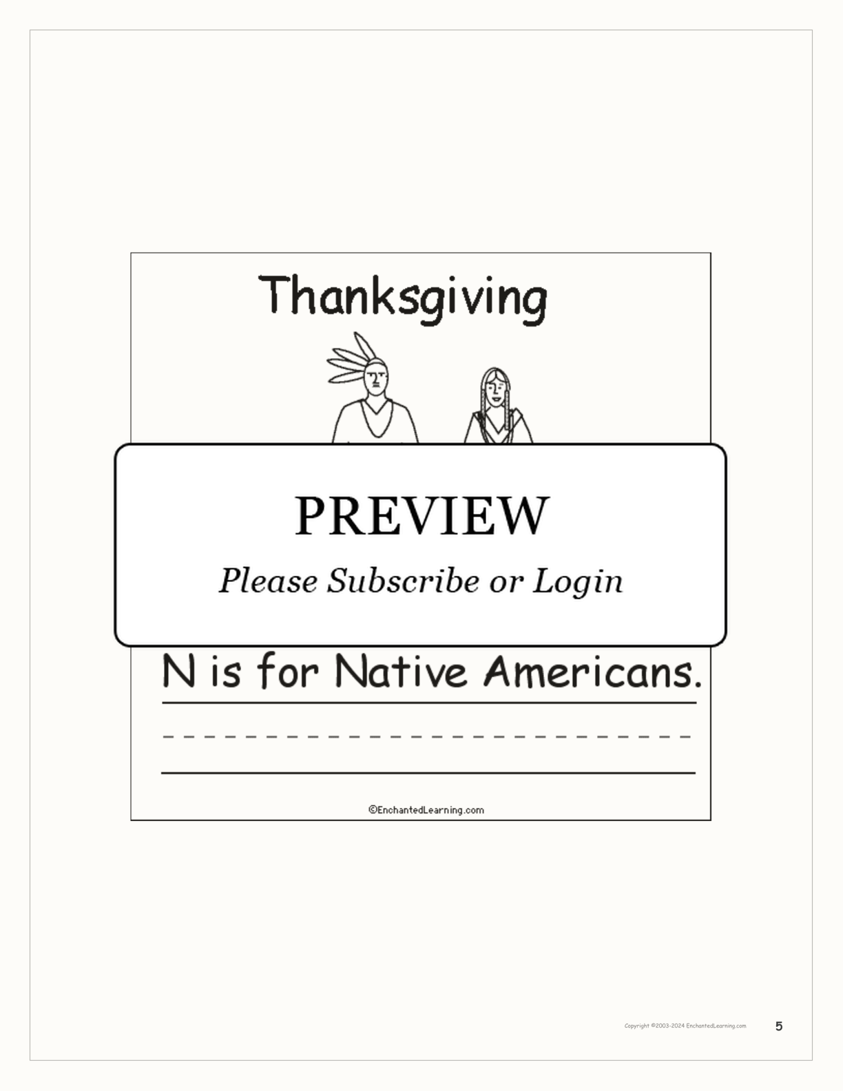 'Thanksgiving is for...' Book for Early Readers interactive printout page 5