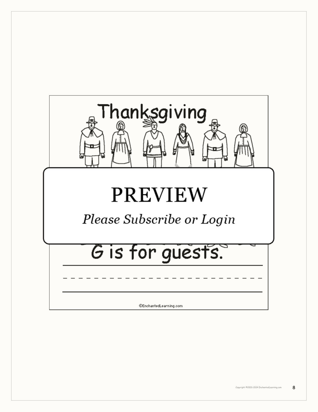 'Thanksgiving is for...' Book for Early Readers interactive printout page 8