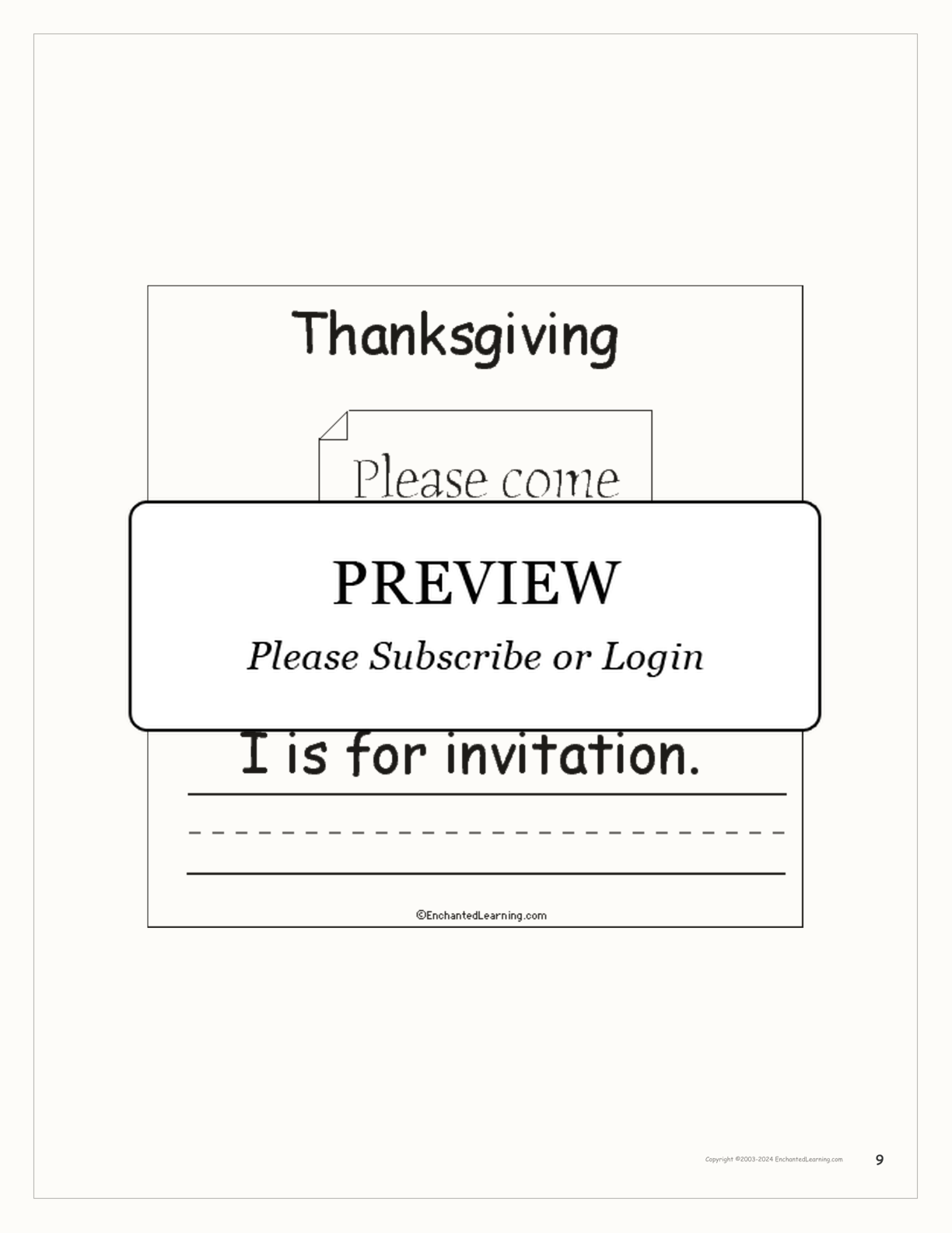 'Thanksgiving is for...' Book for Early Readers interactive printout page 9