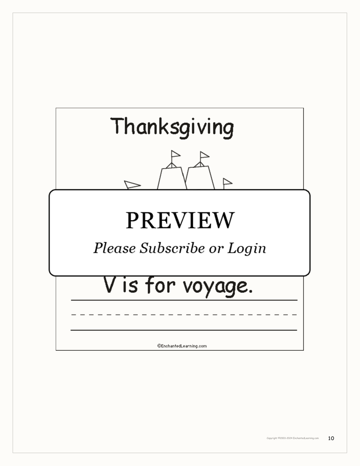 'Thanksgiving is for...' Book for Early Readers interactive printout page 10
