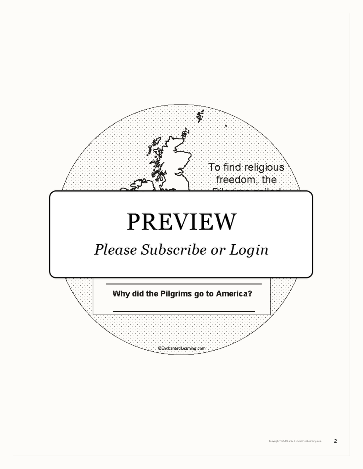 Printable Pilgrim Activity Book interactive worksheet page 2