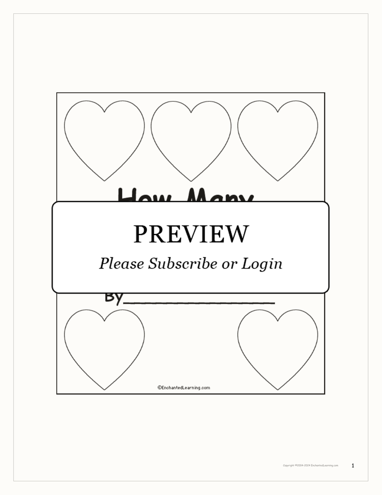 'How Many Colorful Hearts' Printable Book interactive worksheet page 1
