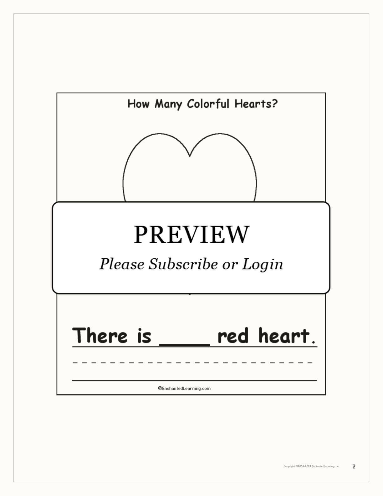 'How Many Colorful Hearts' Printable Book interactive worksheet page 2