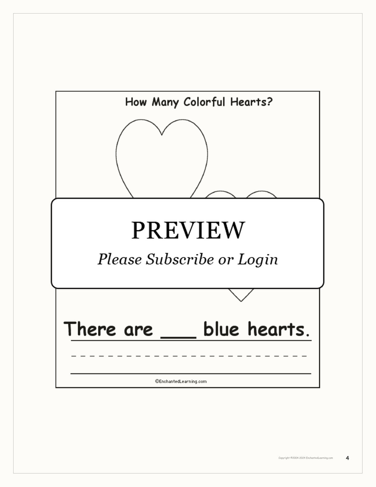 'How Many Colorful Hearts' Printable Book interactive worksheet page 4