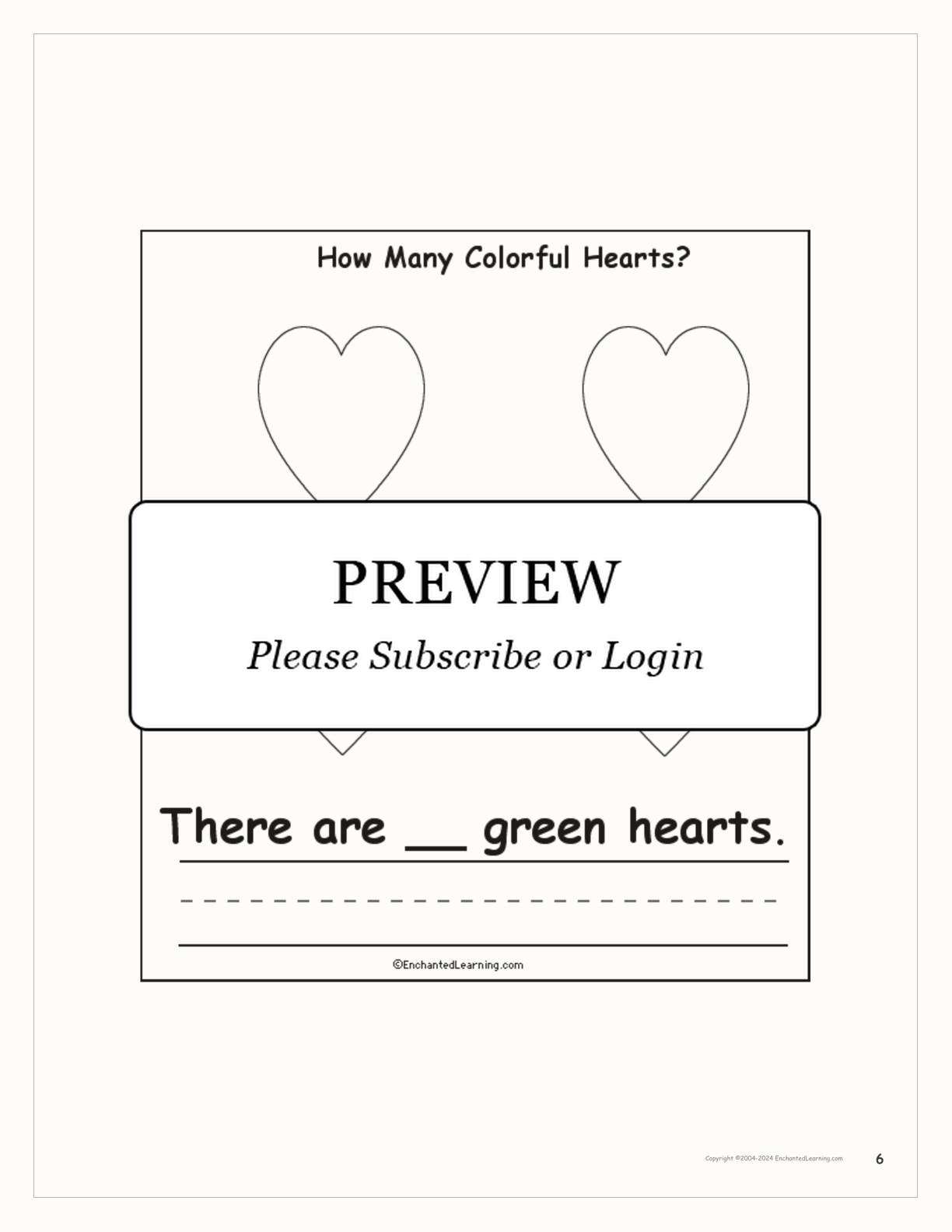 'How Many Colorful Hearts' Printable Book interactive worksheet page 6