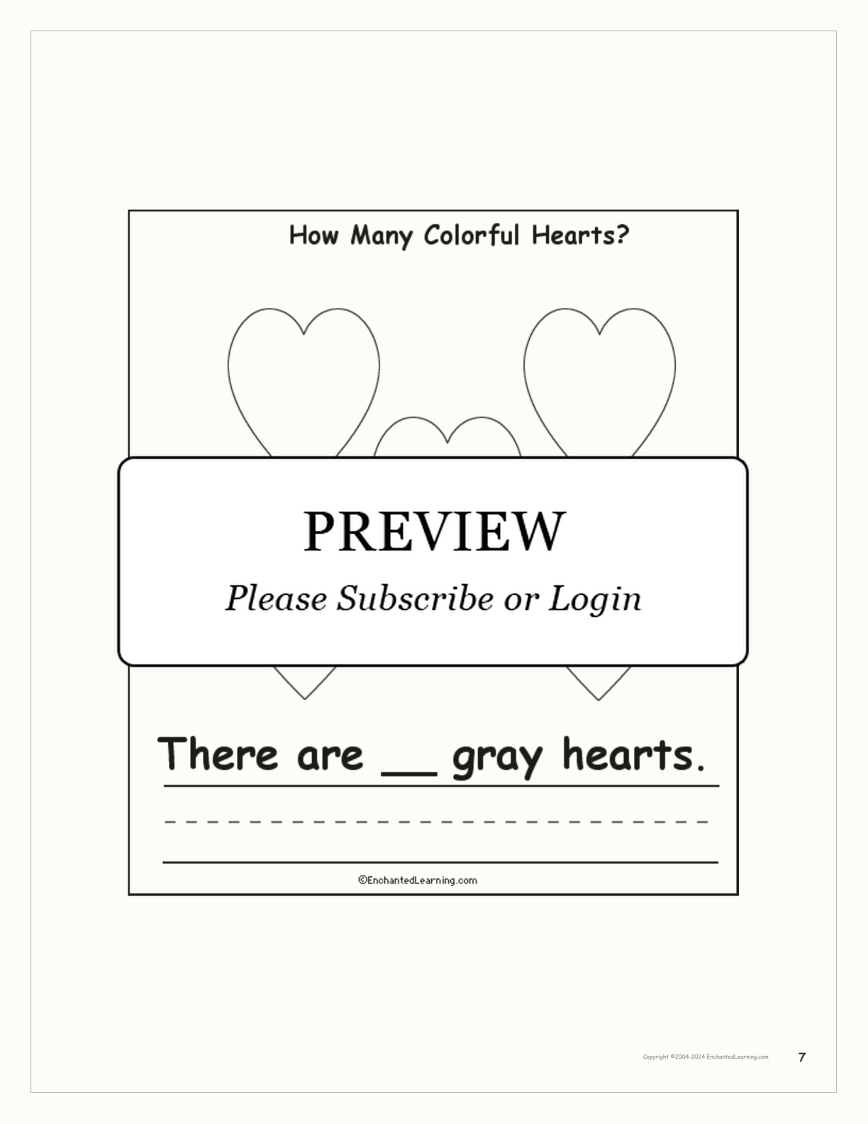 'How Many Colorful Hearts' Printable Book interactive worksheet page 7