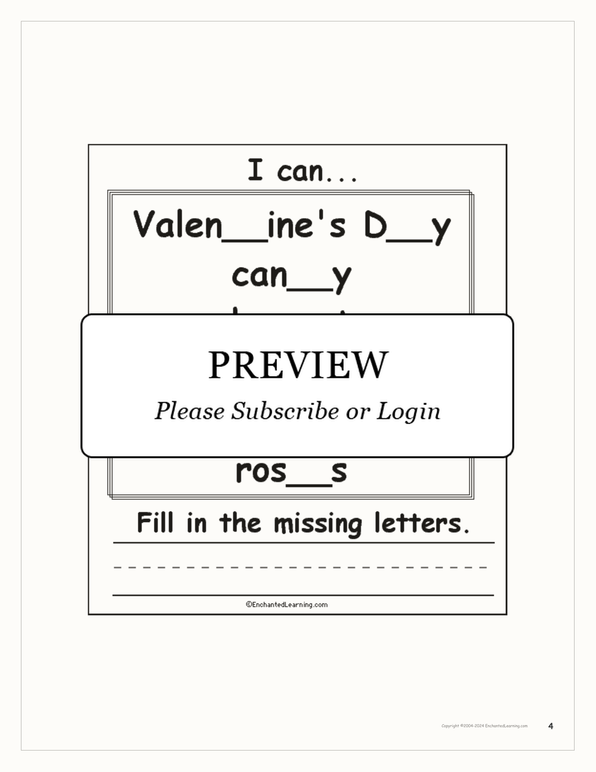 Valentine's Day 'I Can' Book interactive worksheet page 4