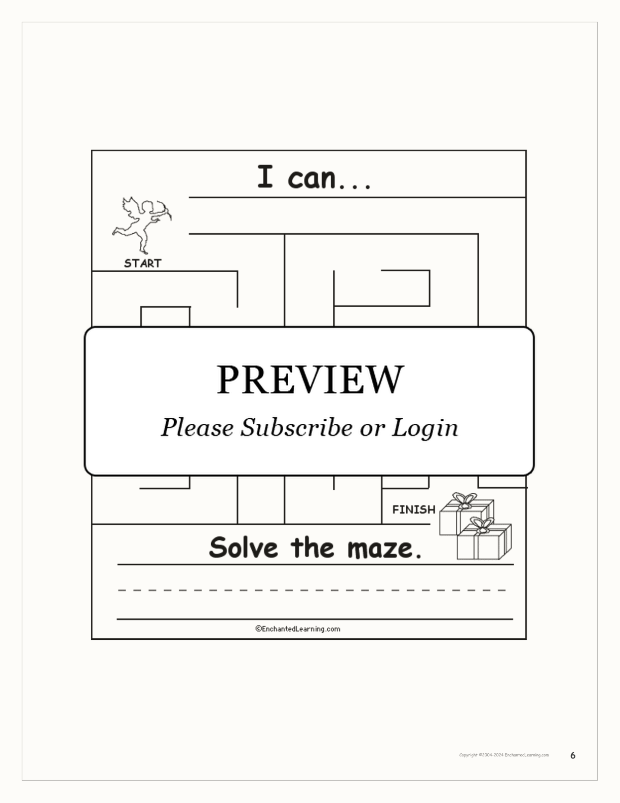 Valentine's Day 'I Can' Book interactive worksheet page 6